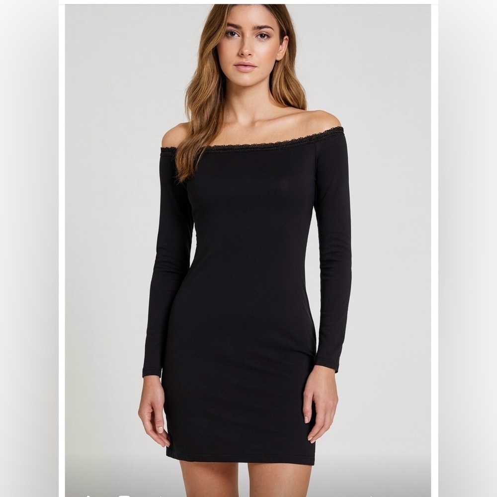 Wild Fable Black Off-Shoulder Long Sleeve Dress